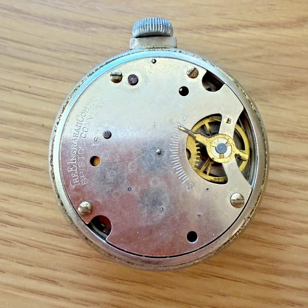 Vintage Ingraham Biltmore Pocket Watch USA Parts Repair Missing Hand Bow